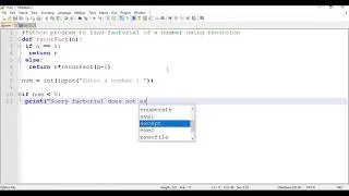 Python Program - Recursive function to print the factorial for a given number.