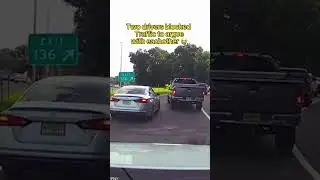 Two drivers block traffic to argue with each other #driving #car #youtubeshorts #shorts #dashcam