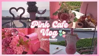 Pink Cafe Vlog🩷🌸🍔🫖🍭🧁I Visiting a pink cafe with bestie @DrawandcraftbySophia