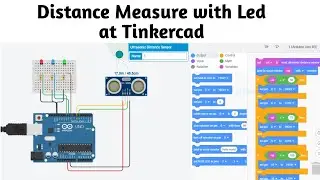 #19 Ultrasonic sensor tinkercad with led in English | Distance measure | tinkercad circuits | code