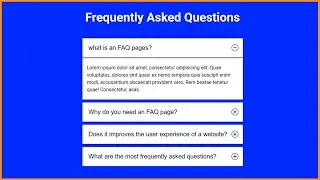 How to create an Accordion using CSS & Javascript | Responsive FAQ accordion dropdown