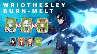 Wriothesley C1 Burn Melt with Nahida vs Yaoyao vs Baizhu Comparison | Genshin Impact