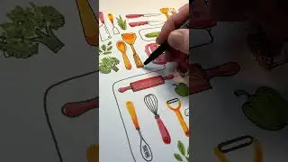 How to draw kitchen utensils using Pitt Artist Pen Fineliners