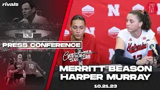 Nebraska Volleyball: Harper Murray and Merritt Beason after win over No. 1 Wisconsin (Oct. 21, 2023)