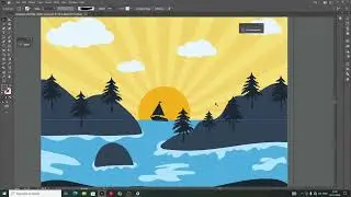 How to Draw a Sunset Landscape background illustration