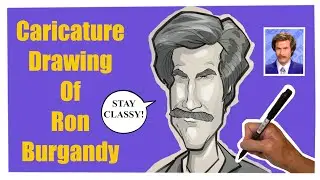 Caricature Drawing Of Ron Burgandy