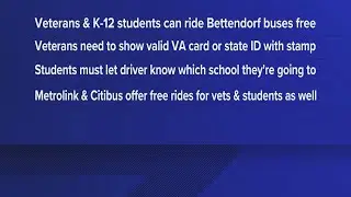 Bettendorf announces free transit fare for students and veterans