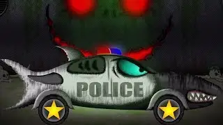 Tubarão carro policial formação | carro garage | veículos para crianças | Shark Police Car Formation