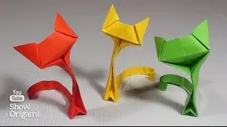 Origami cat out of paper