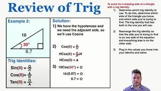 Using Trig to Find Missing Sides of a Triangle - Review of Trigonometry - IB Physics