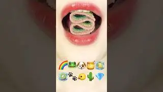 ASMR EMOJI FOOD 🌈🐸🐶🍯🍋🥝🐾🐤🌵💎 이모지 먹방 (sped up)