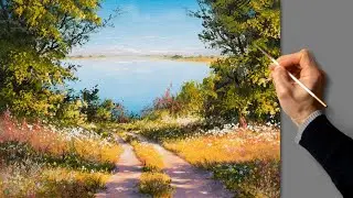 ❤️ Acrylic Painting - Summer Landscape / Easy Art / Drawing Tutorials / Satisfying Relaxing