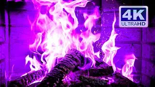 🔥🎃 Halloween Fireplace 4K. Purple Fireplace with Crackling Fire Sounds