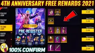 Free Fire 4th Anniversary Event | How To Claim 4th Anniversary Free Rewards | FF Anniversary 2021