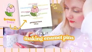 STUDIO VLOG 🌷 Packing Orders & How I design Enamel Pins for my Manufacturer + Small Biz Unboxing