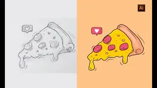 Vector Art Illustrator Tutorial | Pizza Vector