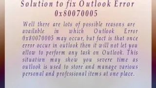 About Outlook Error 0x80070005