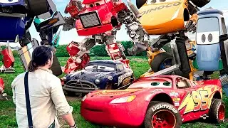 Lightning McQueen TRANSFORMERS in Real Life All disney cars 4 PIXARs