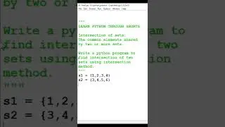 Find intersection of sets in python #shorts #intersectionofsetsinpython #pythonsets #setintersection