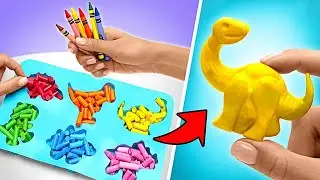 EASY DIY! Coolest Crayon Crafts: Mermaid Tails, Colorful Dinos, and Melting Crayon Art 🌈