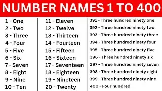 1 to 400 number names | number names 1-400 with spelling | one to four hundred spelling in english