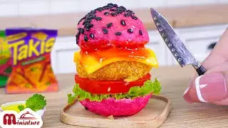 Amazing Miniature Takis Chicken Twins Burger Recipe  ASMR Cooking Mini Food