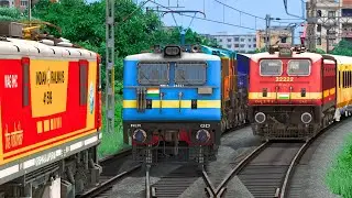 THREE TRAIN CROSSING IN SAME RAIL TRACK | BUMPY RAILROAD | Train Simulator | Railwork | NTG GAMING