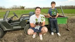 Playing in the Dirt and Watering Plants with Kids Truck | Tractors for kids