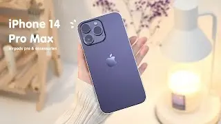 iPhone 14 Pro Max deep purple  Unboxing🔮aesthetic setup | Airpods pro 2 | accessories | genshin