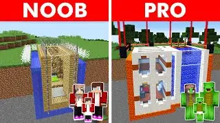 Minecraft NOOB vs PRO: SAFEST CLIFF HOUSE BUILD CHALLENGE WITH FAMILY