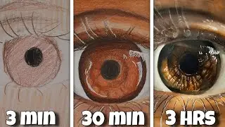 Drawing The Same Thing In 3 hours, 30 minutes & 3 minutes! || Realistic Color pencil Art challenge