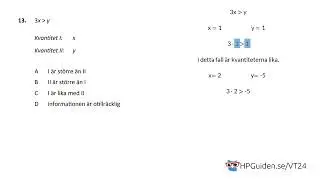 KVA uppgift 13 från högskoleprovet våren 2024 provpass 5 kvantitativ del