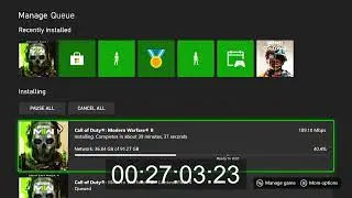 Downloading MODERN WARFARE 2 at 1000 Mbps on XBOX SERIES S