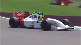 Vettel drives Senna's historic 1993 McLaren Mp4/8 at Imola