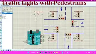 Traffic Lights with Pedestrians Proteus Simulation 