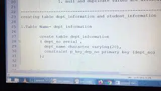 Basic sql table creation || primary key || foreign key constraints