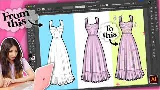 How to draw a dress on Adobe Illustrator (Easy beginners tutorial)