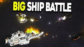 1 Vengeance Battlecruiser vs 6 RWI Ships - EPIC Ship Battle In Space Engineers!