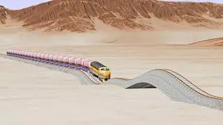 Impossible Bulge And Pothole Rail Track vs Trains Crossing  -Beamng Drive