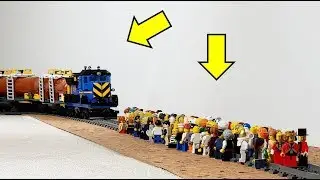 Can 123 Lego people stop a Lego train?