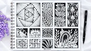 11 Zentangle Art For Beginners | Zentangle patterns |Doodle Pattern