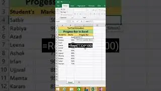 Progess bar in excel #microsoft  #excel #msexcel #shorts #computer #education