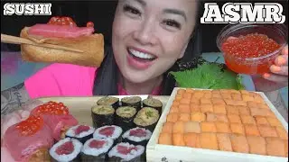 ASMR UNI TRAY + MAKI ROLL *BEST SUSHI PLATTER (EATING SOUNDS) LIGHT WHISPERS | SAS-ASMR