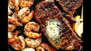 Garlic Butter Grilled Steak and Shrimp