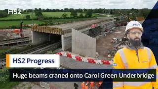 Huge beams craned onto key bridge to carry HS2 over the West Coast Main Line