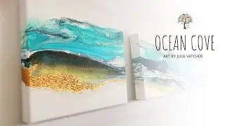 Ocean Cove Seascape Fluid Art Painting Technique - with added texture