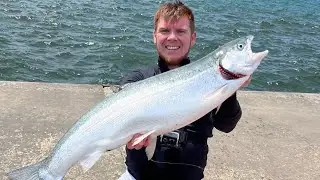 How To Fish Michigan City Indiana Pier For Summer Steelhead Skamania! + Runcl Titan 2 3000 Reel!