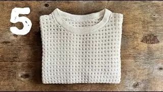 5. Футболка сетка спицами. МК 5 часть. Обвязка горловины. Рукава.