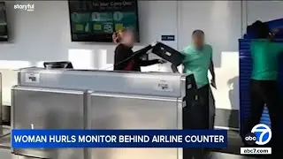 Woman hurls computer monitor at Frontier Airlines staff in Chicago airport