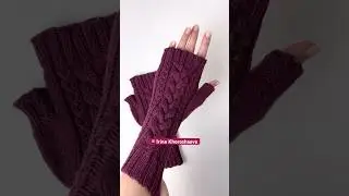 Knitted merino fingerless mittens by Irina Khoroshaeva 